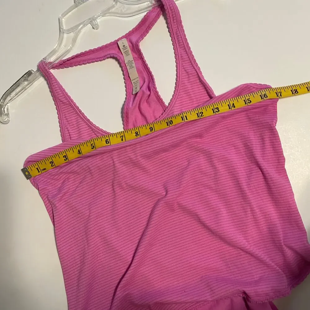 Lululemon Cool Racerback Tank Womens Size 6 Hyper Stripe Pink Small Workout Top